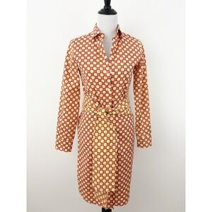 Weekend Max Mara Bilbao Shirt Dress Size 4 Cherry Mustard Cotton Designer